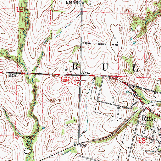 Topographic Map of Township of Rulo, NE