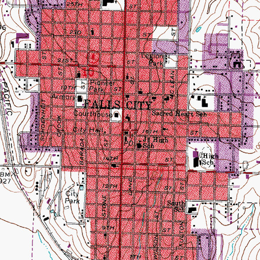 Topographic Map of Falls City Family Practice, NE