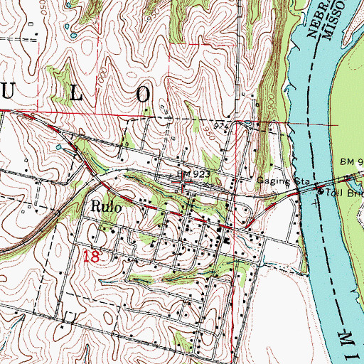 Topographic Map of Rulo, NE