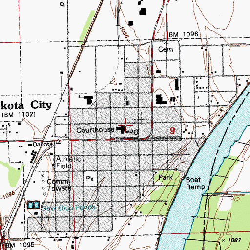 Topographic Map of Dakota Covington Rural Fire District, NE