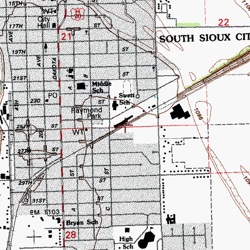 Topographic Map of South Sioux City, NE