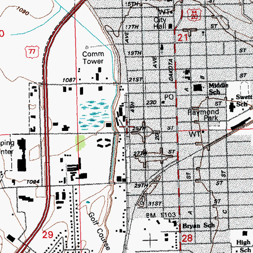 Topographic Map of ADM Growmark Elevator, NE