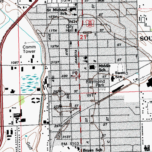 Topographic Map of South Sioux City Library, NE