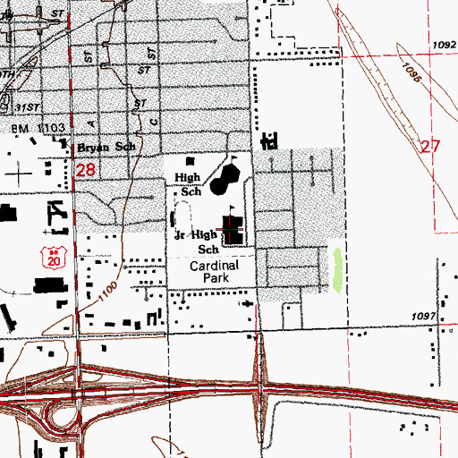 Topographic Map of South Sioux City Junior High School, NE