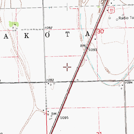 Topographic Map of Township of Dakota, NE