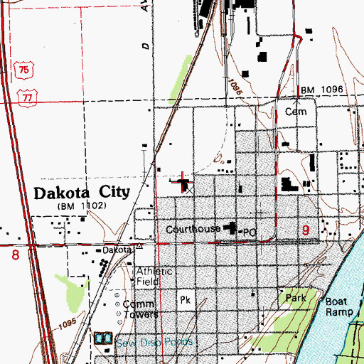 Topographic Map of Dakota City Elementary School, NE