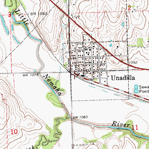 Topographic Map of Unadilla, NE