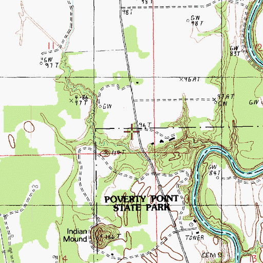 Topographic Map of Poverty Point National Monument, LA
