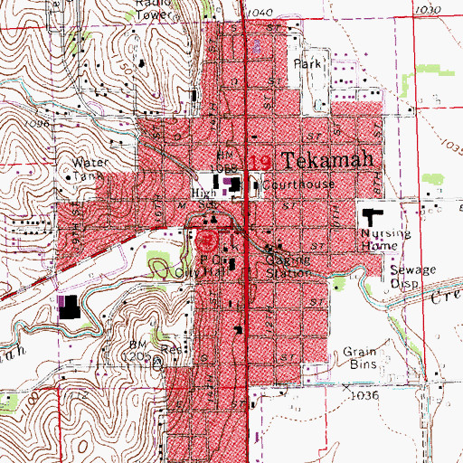 Topographic Map of Tekamah Public Library, NE