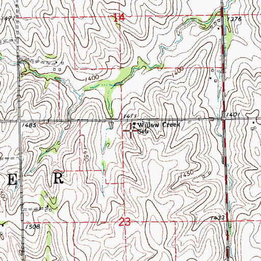 Topographic Map of Willow Creek Post Office (historical), NE