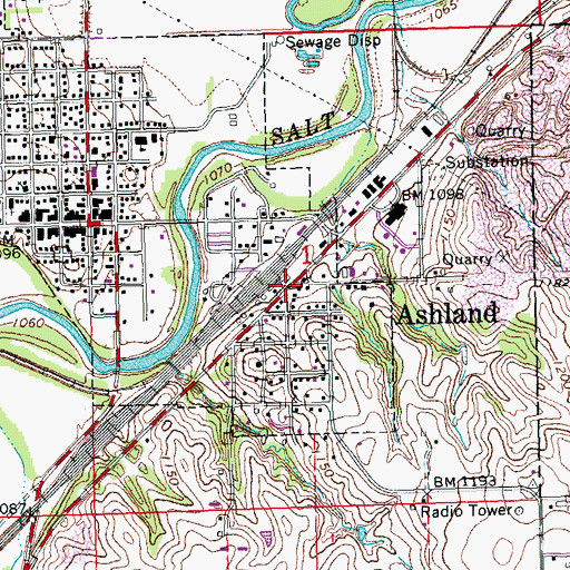 Topographic Map of Ashland Grain Elevator, NE