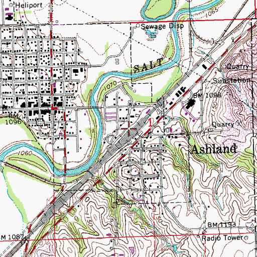 Topographic Map of Ashland, NE