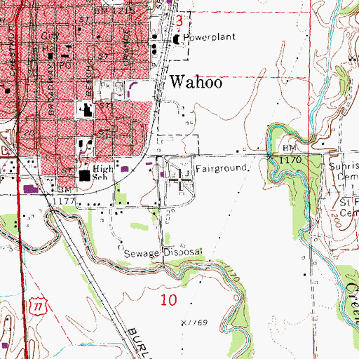 Topographic Map of Saunders County Fairgrounds, NE