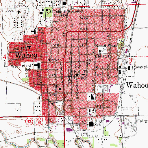 Topographic Map of Wahoo Police Department, NE