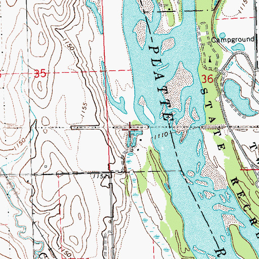 Topographic Map of Woods Landing Campground and RV Park, NE