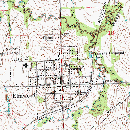 Topographic Map of Elmwood Park, NE