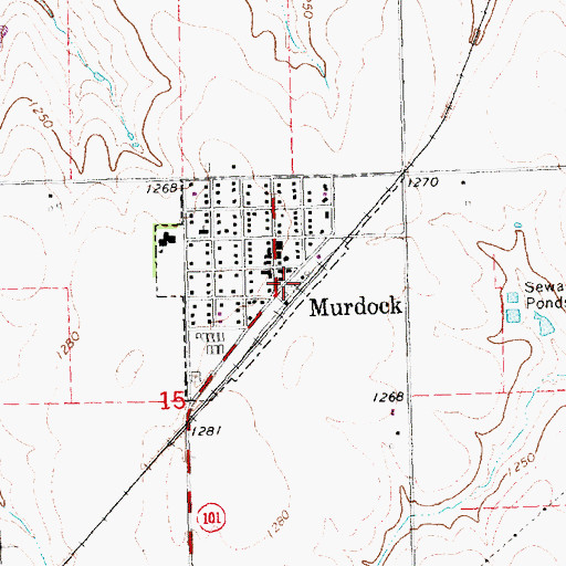 Topographic Map of Murdock (historical), NE