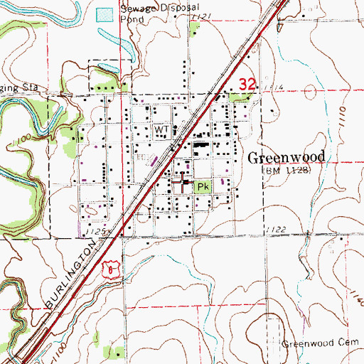Topographic Map of Greenwood School (historical), NE