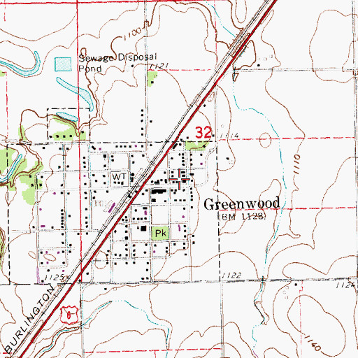 Topographic Map of Greenwood United Methodist Church, NE