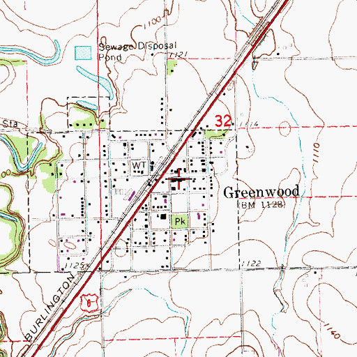 Topographic Map of Greenwood Public Library, NE