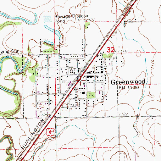 Topographic Map of Greenwood Volunteer Fire Department, NE