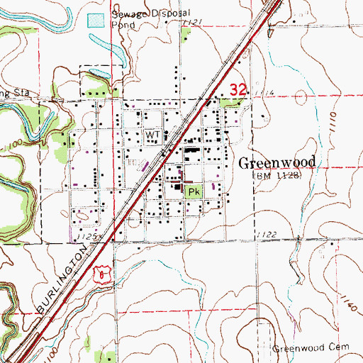 Topographic Map of Greenwood Depot Museum, NE
