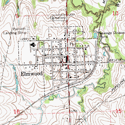 Topographic Map of Elmwood Post Office, NE