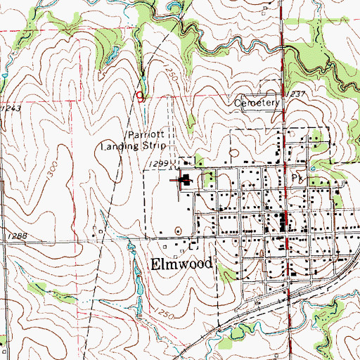 Topographic Map of Elmwood - Murdock Elementary School, NE