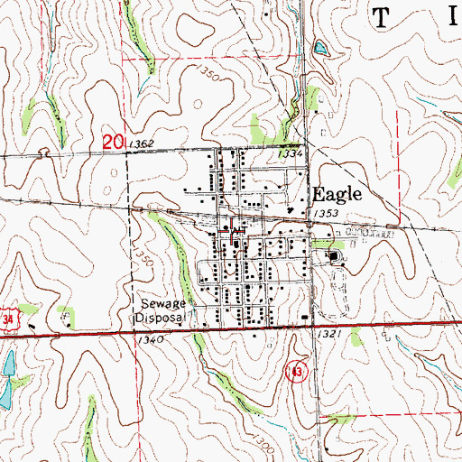Topographic Map of Eagle Post Office, NE