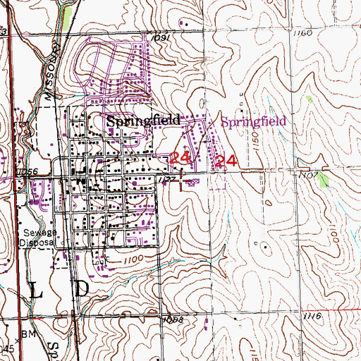 Topographic Map of Springfield Elementary School, NE