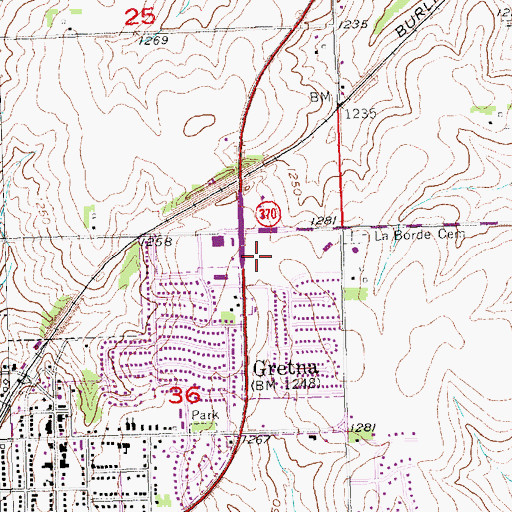 Topographic Map of Gretna Post Office, NE