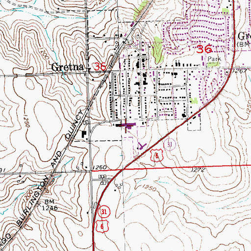 Topographic Map of Gretna Elementary School, NE