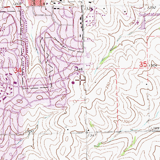 Topographic Map of Lincoln Fire and Rescue Station 12, NE