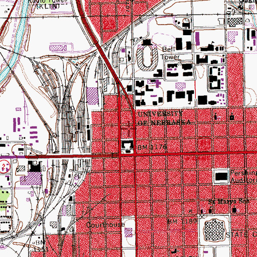 Topographic Map of Lincolns Founding Block Historical Marker, NE