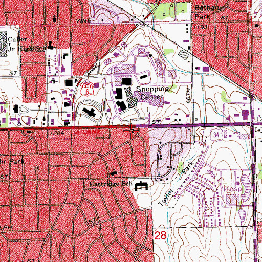 Topographic Map of Eastridge Presbyterian Church, NE