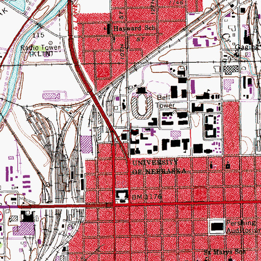 Topographic Map of Richards Hall, NE