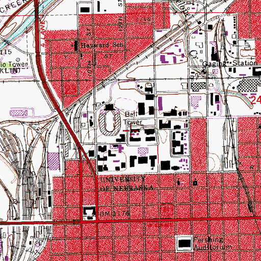 Topographic Map of Bessey Hall, NE