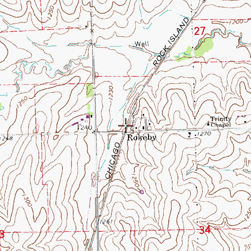 Topographic Map of Rokeby (historical), NE