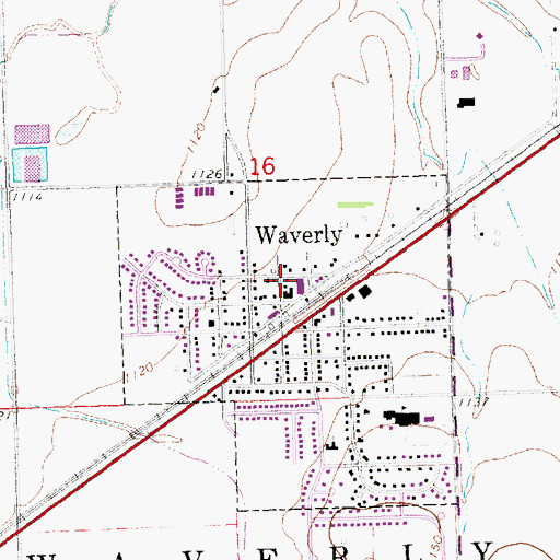 Topographic Map of Waverly Post Office, NE