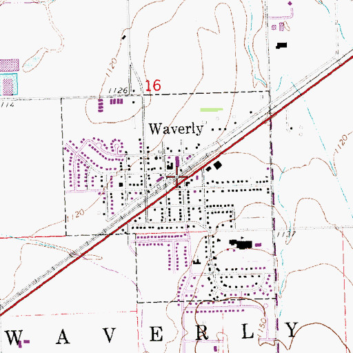Topographic Map of Waverly, NE