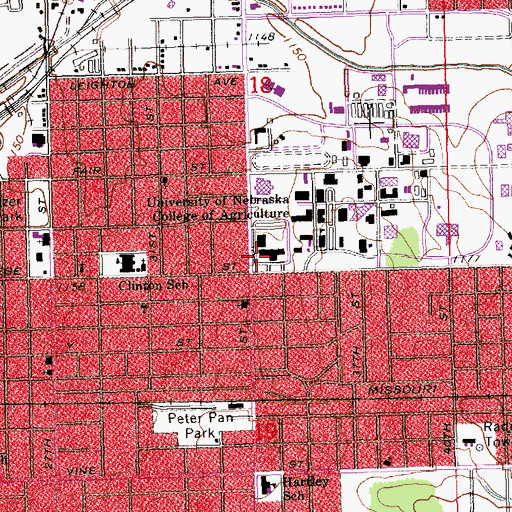 Topographic Map of Hardin Nebraska Center for Continuing Education, NE