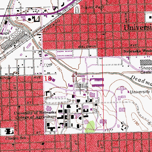 Topographic Map of University Agronomy and Government Building, NE