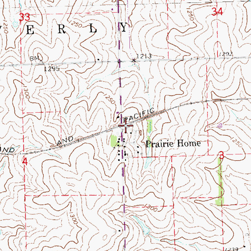 Topographic Map of Prairie Home (historical), NE