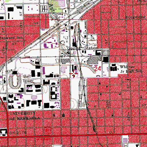 Topographic Map of Sandoz Residence Hall, NE