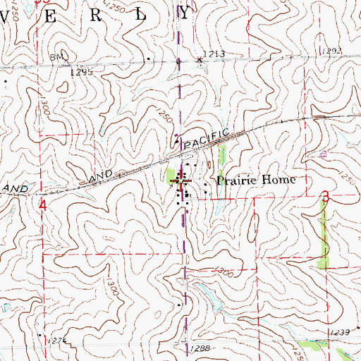 Topographic Map of Prairie Home Post Office (historical), NE