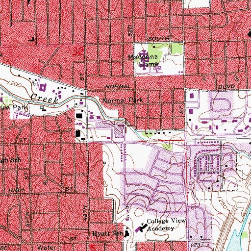 Topographic Map of Roose Park, NE