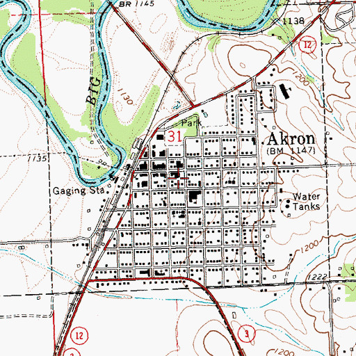 Topographic Map of Akron Public Library, IA