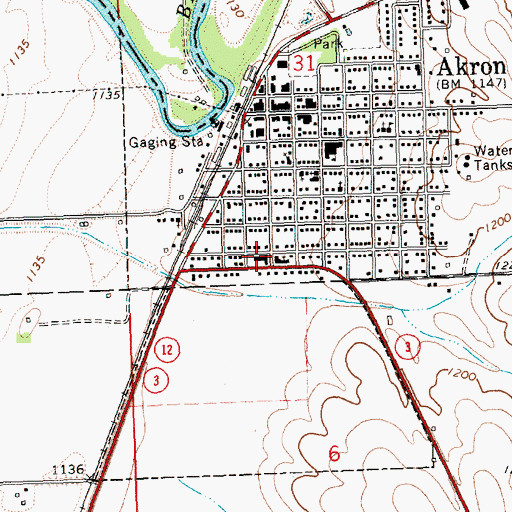 Topographic Map of Akron City Convalescent Care, IA