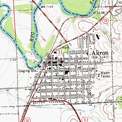 Topographic Map of Akron Post Office, IA