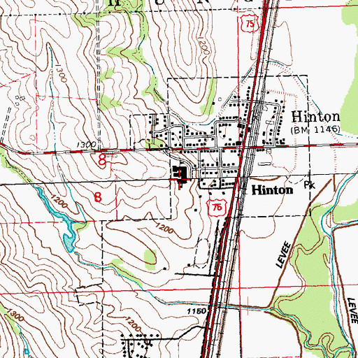 Topographic Map of Hinton High School, IA